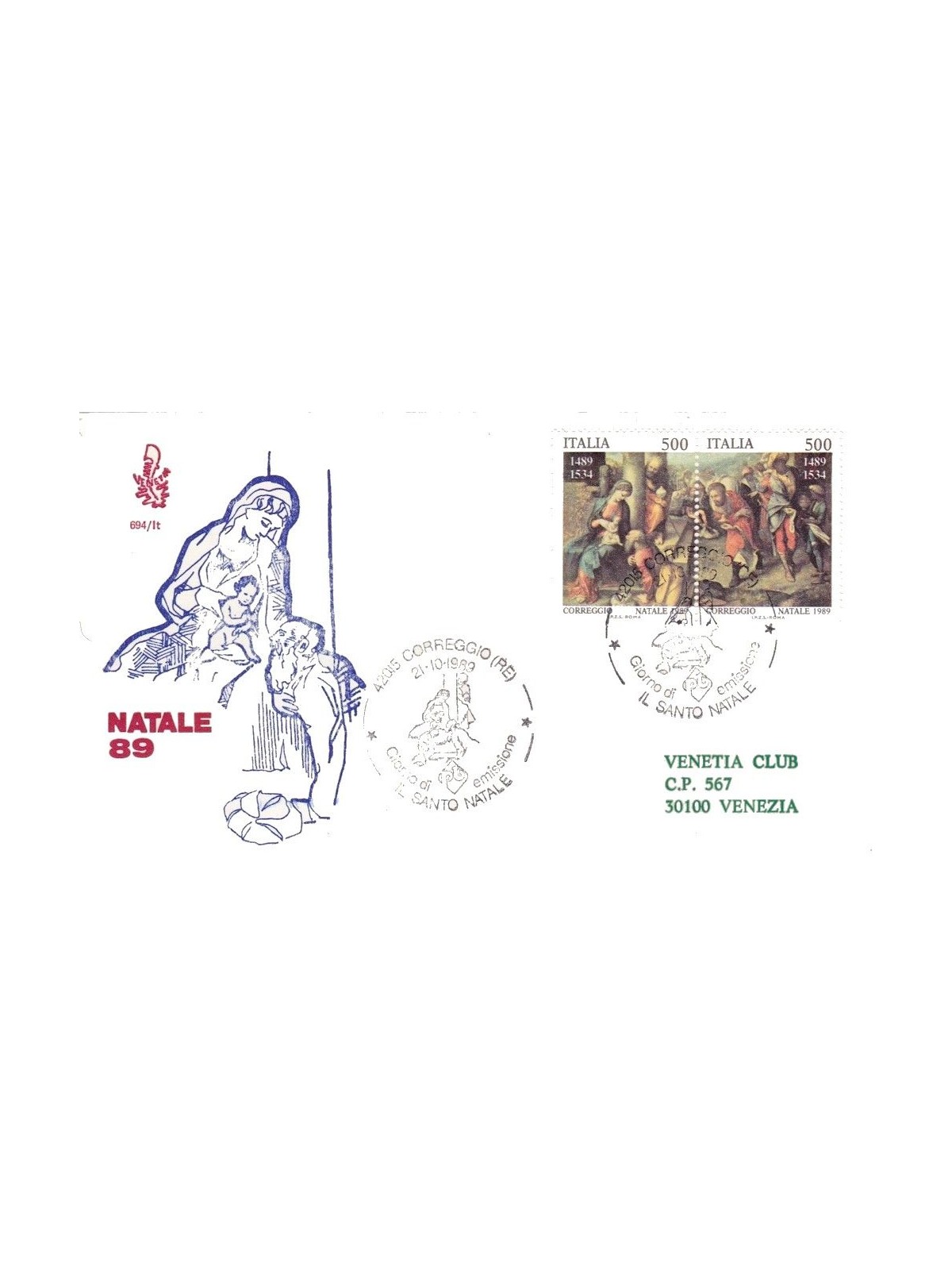 ITALY 1989 FDC (Venice) Christmas