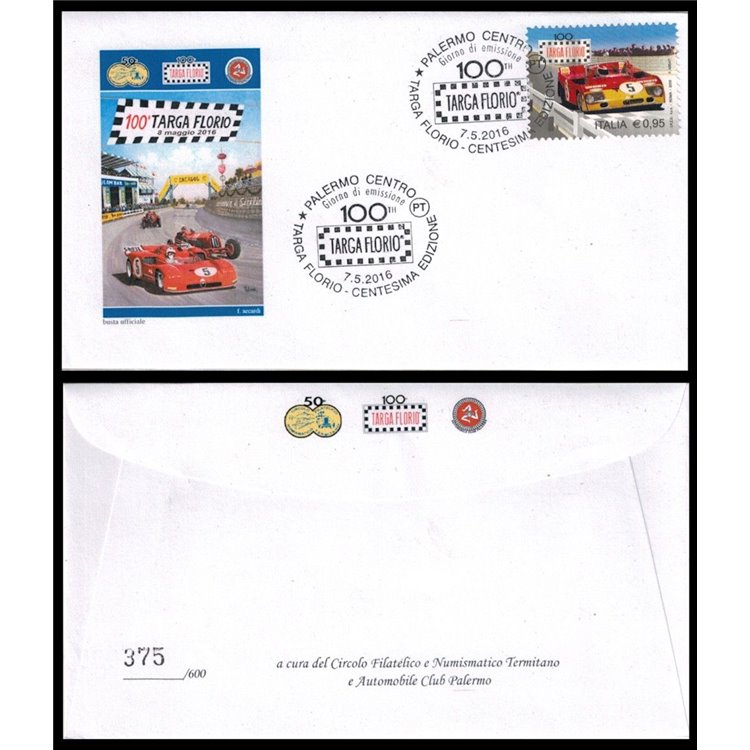 ITALIA 2016 Busta Ufficiale 100ª Targa Florio