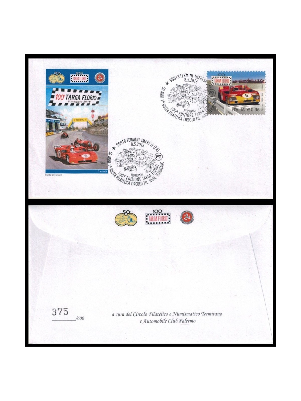 ITALY 2016 Official Envelope 100th Targa Florio (2)