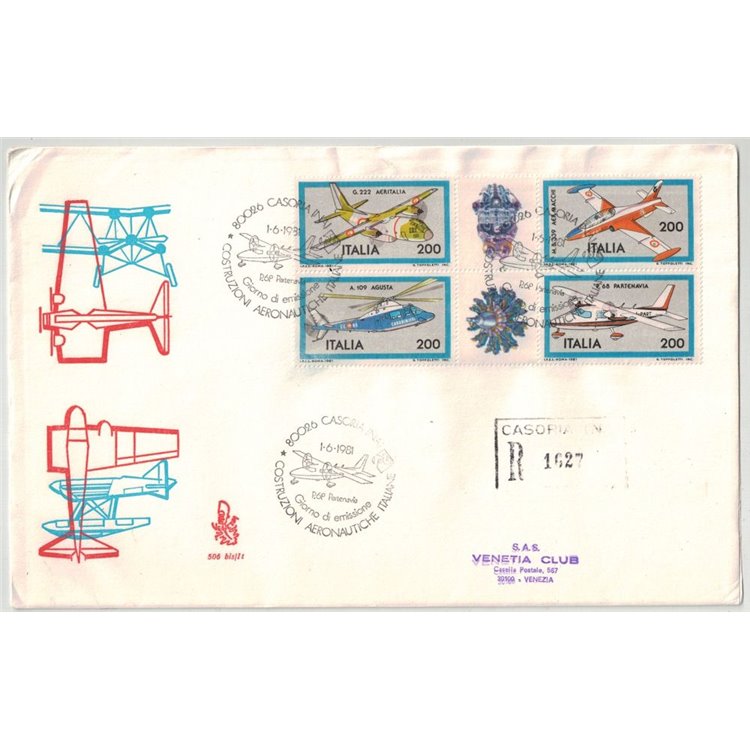 ITALIA 1981 FDC (Venetia) Aerei Blocco