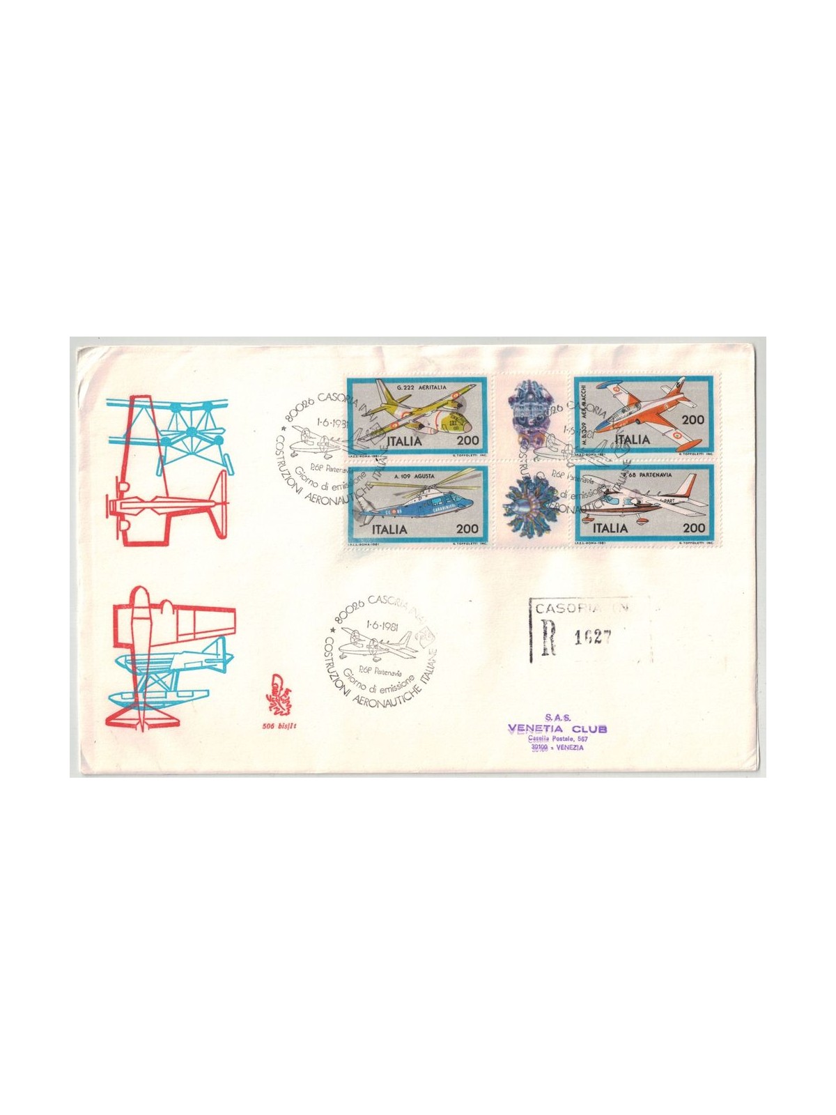ITALIA 1981 FDC (Venetia) Aerei Blocco
