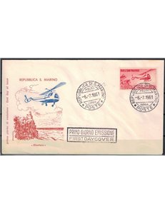 FDC SAN MARINO 1961 Elicottero 1 Busta Filagrano