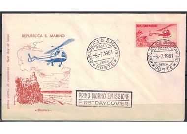 FDC SAN MARINO 1961 Elicottero 1 Busta Filagrano