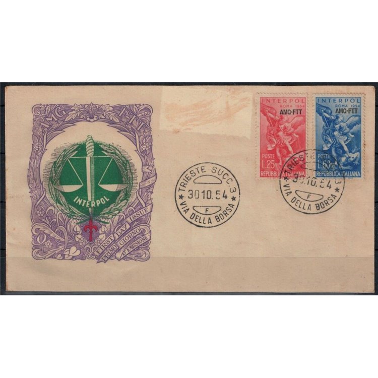 FDC TRIESTE A 1954 Assemblea Generale dell'INTERPOL