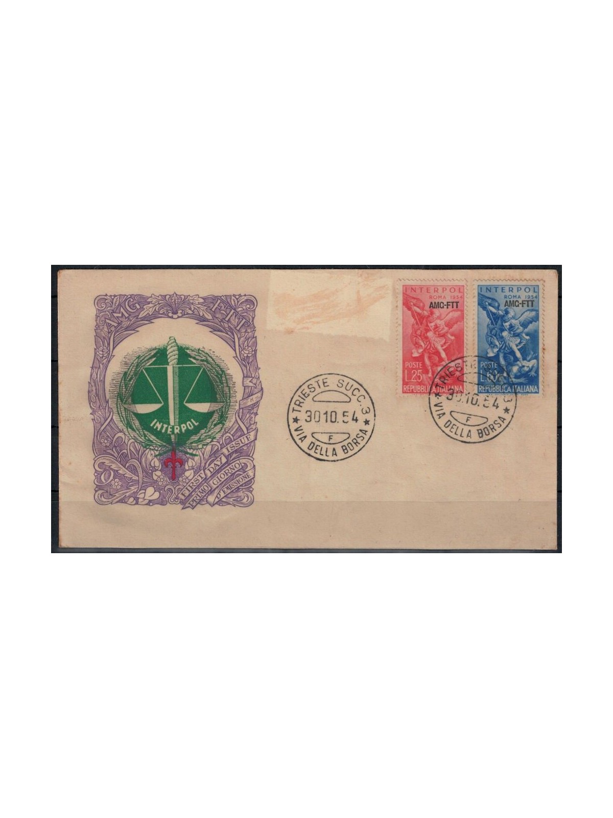 FDC TRIESTE A 1954 INTERPOL General Assembly