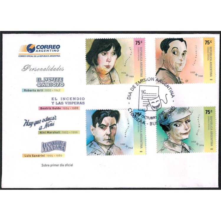 FDC ARGENTINA 2002 Personaggi celebri