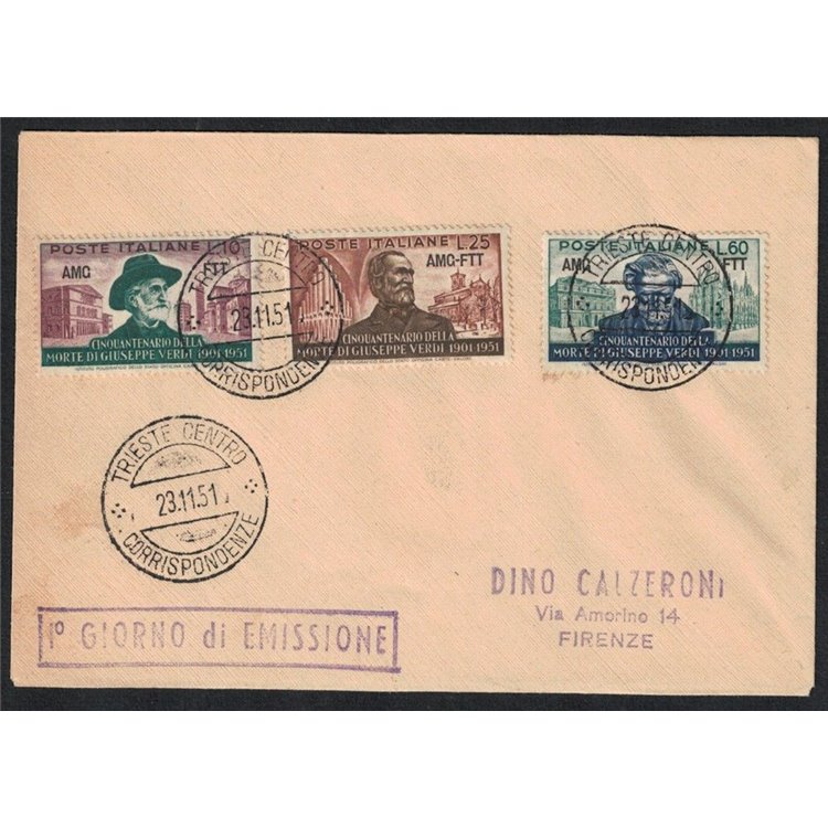 FDC TRIESTE A 1951 Giuseppe Verdi