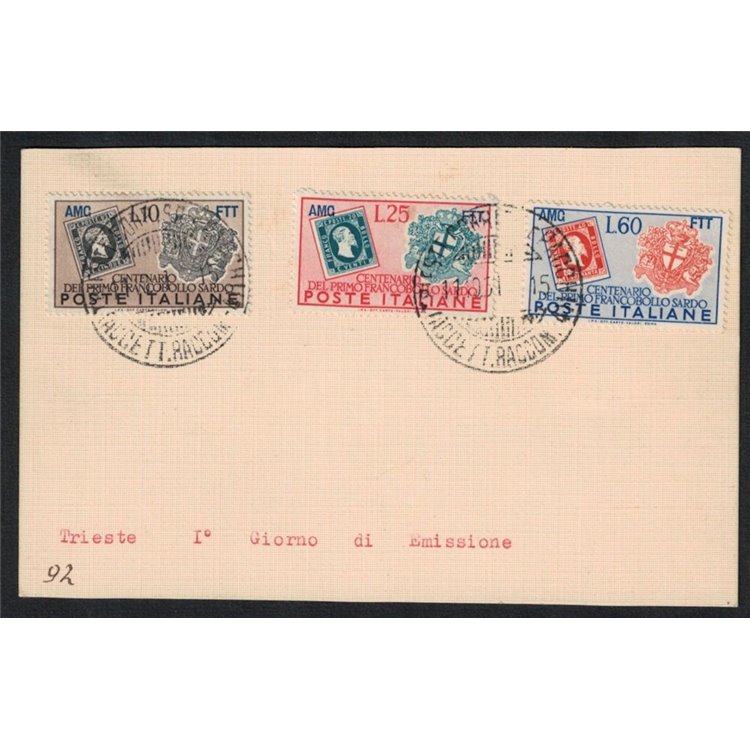 FDC TRIESTE A 1951 Centenary of Sardinian Stamps (collected)