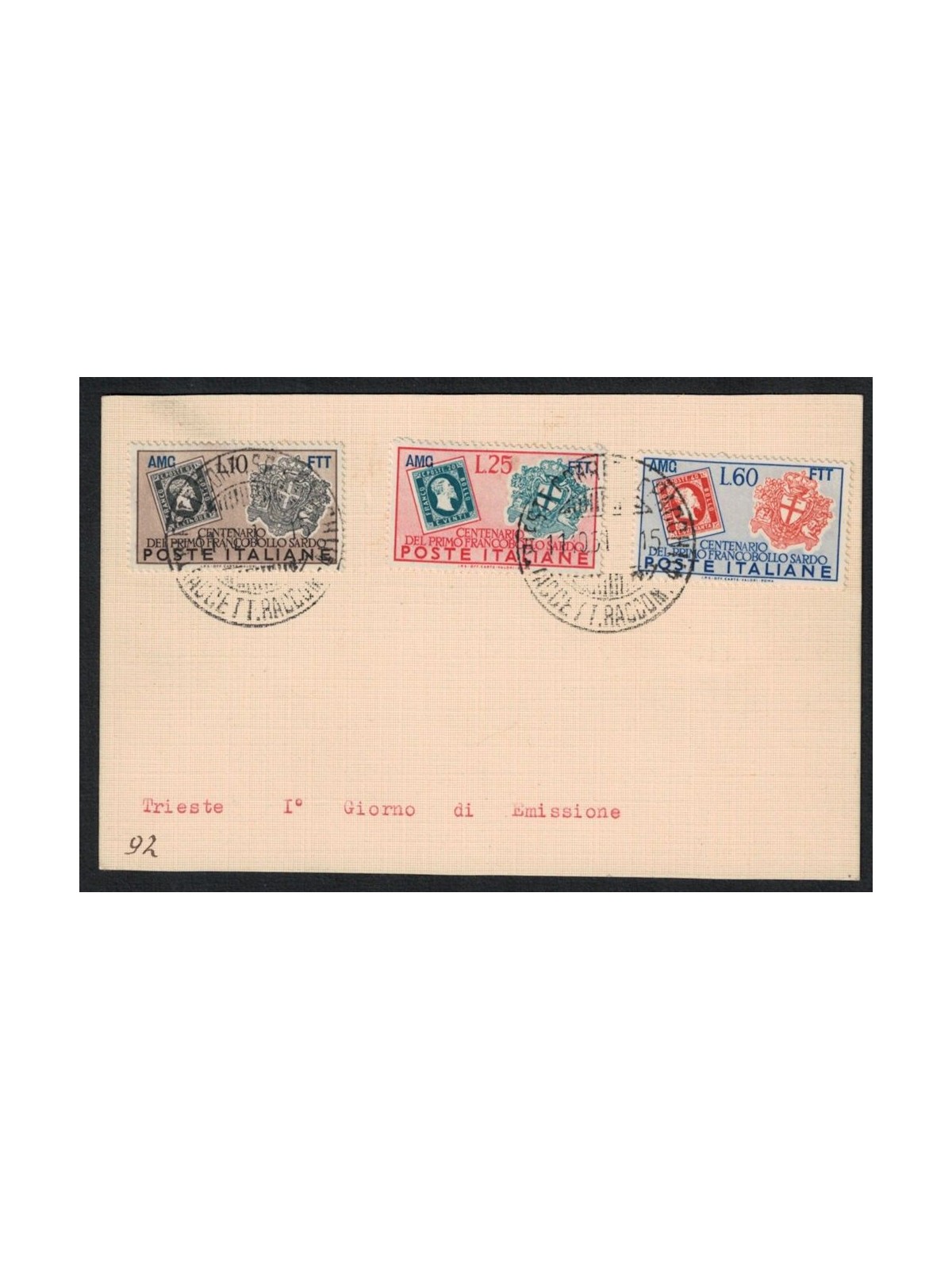 FDC TRIESTE A 1951 Centenary of Sardinian Stamps (collected)