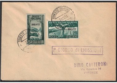 FDC TRIESTE A 1951 Festival of Trees