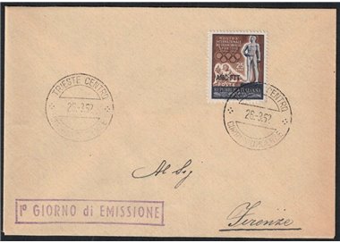 FDC TRIESTE A 1952 Mostra del francobollo sportivo