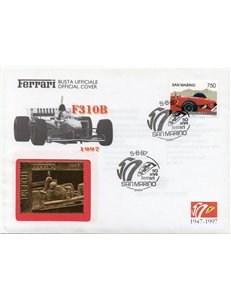 FDC SAN MARINO 1997 50° anniversario Ferrari (francobollo in lamina d'oro)