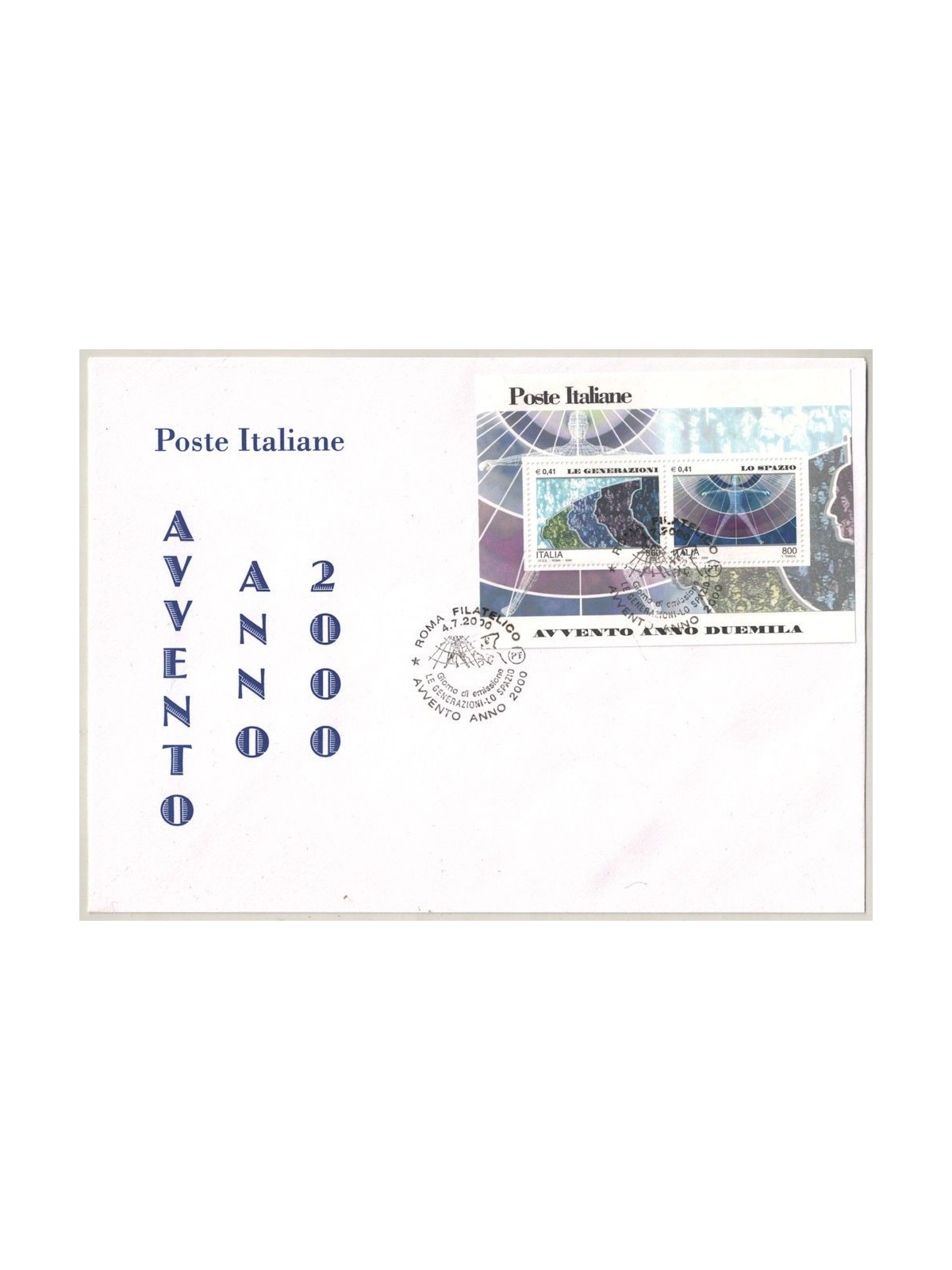 ITALIA 2000 FDC Le Generazioni e lo Spazio