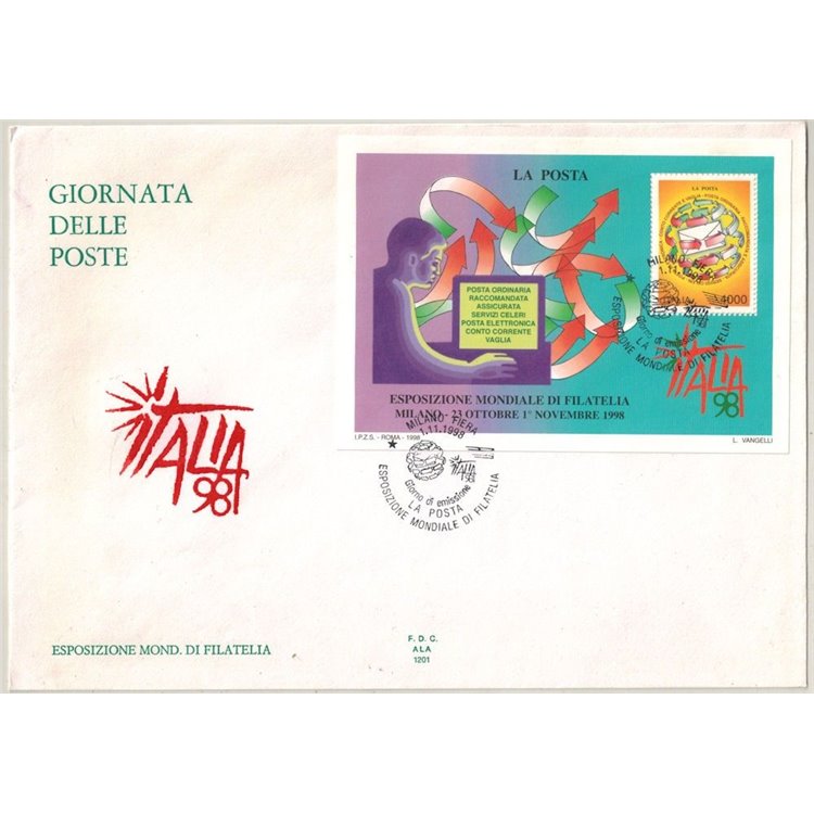 ITALIA 1998 FDC (Ala) Esposizione di filatelia BF