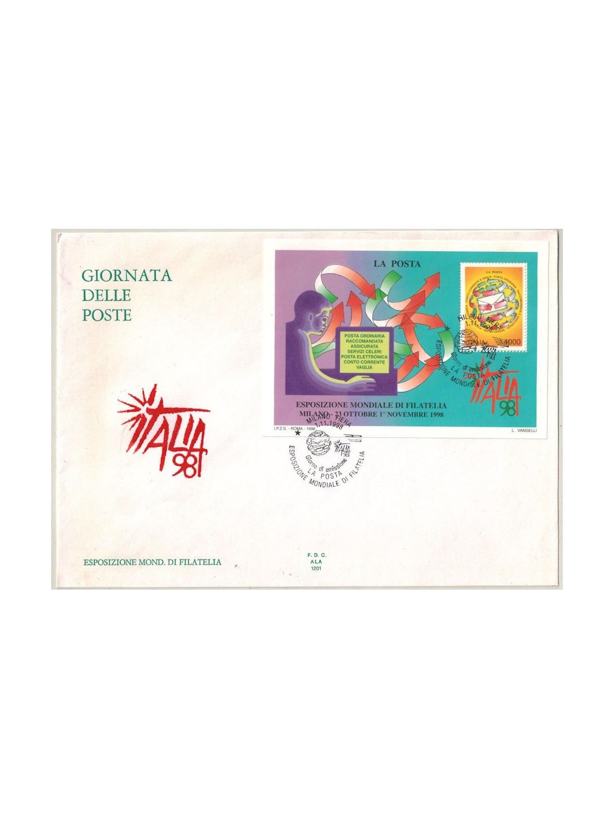 ITALIA 1998 FDC (Ala) Esposizione di filatelia BF
