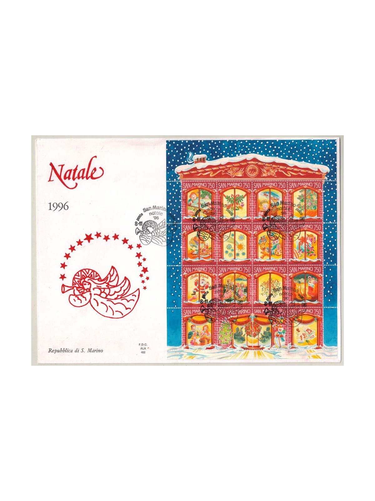 SAN MARINO 1996 FDC (Wing) FDC (Wing) Christmas s/s
