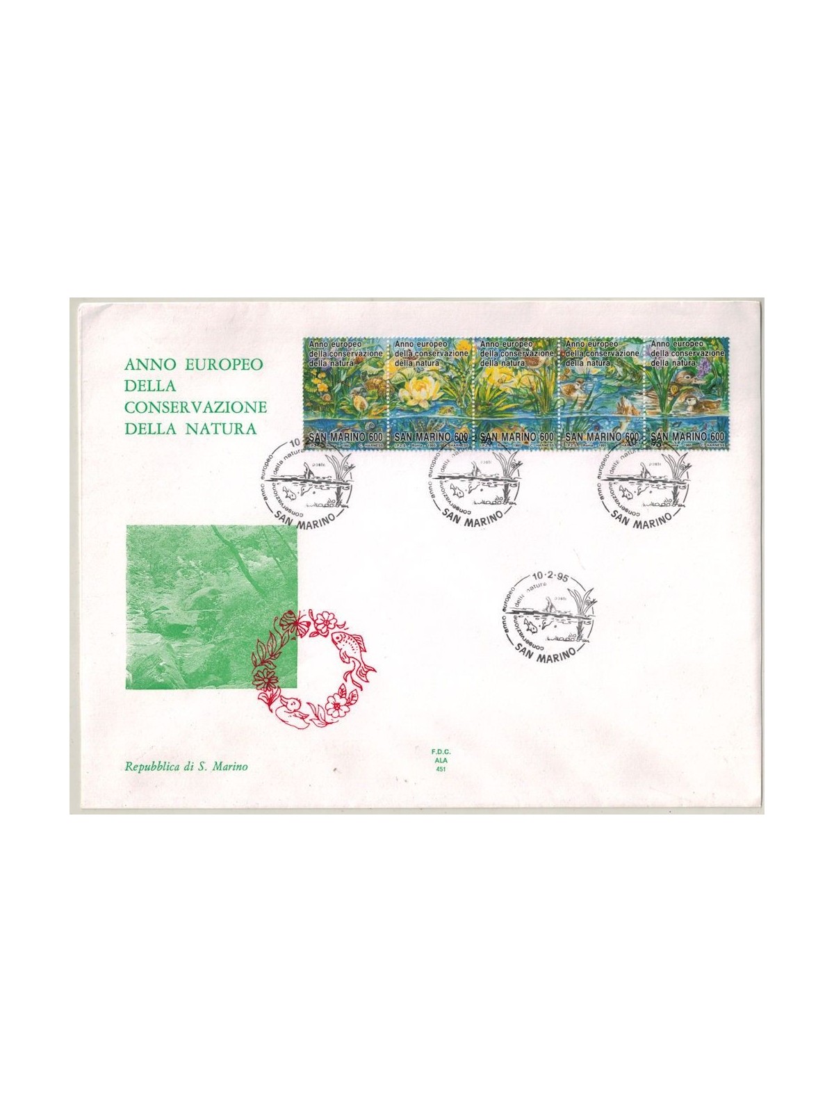 SAN MARINO 1995 FDC (Wing) Nature Conservation