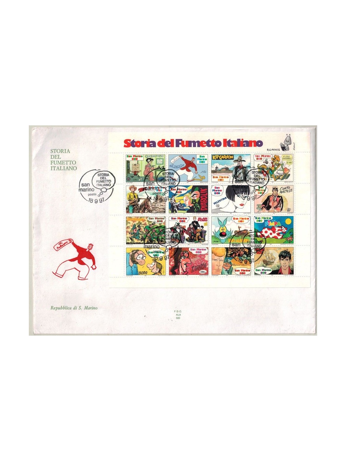 SAN MARINO 1997 FDC (Ala) Storia del fumetto italiano BF