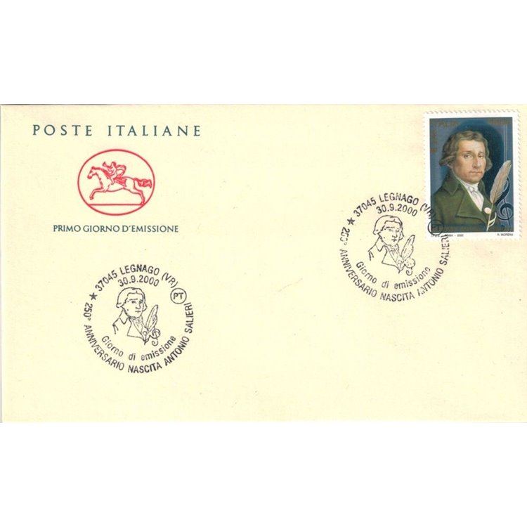 FDC ITALY 2000 Antonio Salieri 1 Cover Cavallino (Legnago)
