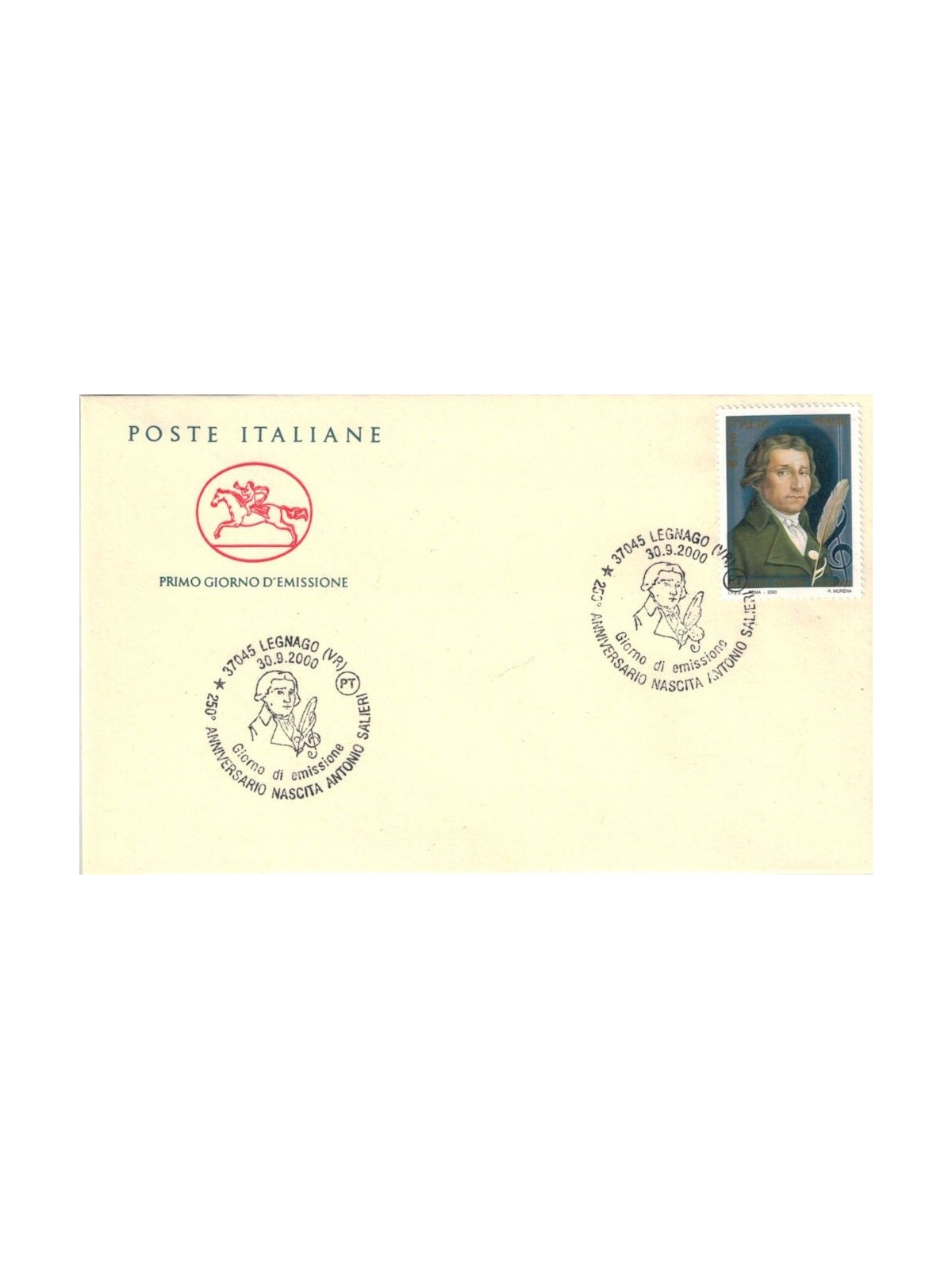 FDC ITALIA 2000 Antonio Salieri 1 Busta Cavallino (Legnago)