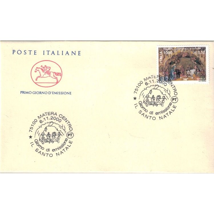 FDC ITALIA 2000 Natale religioso 1 Busta Cavallino