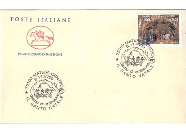 FDC ITALIA 2000 Natale religioso 1 Busta Cavallino