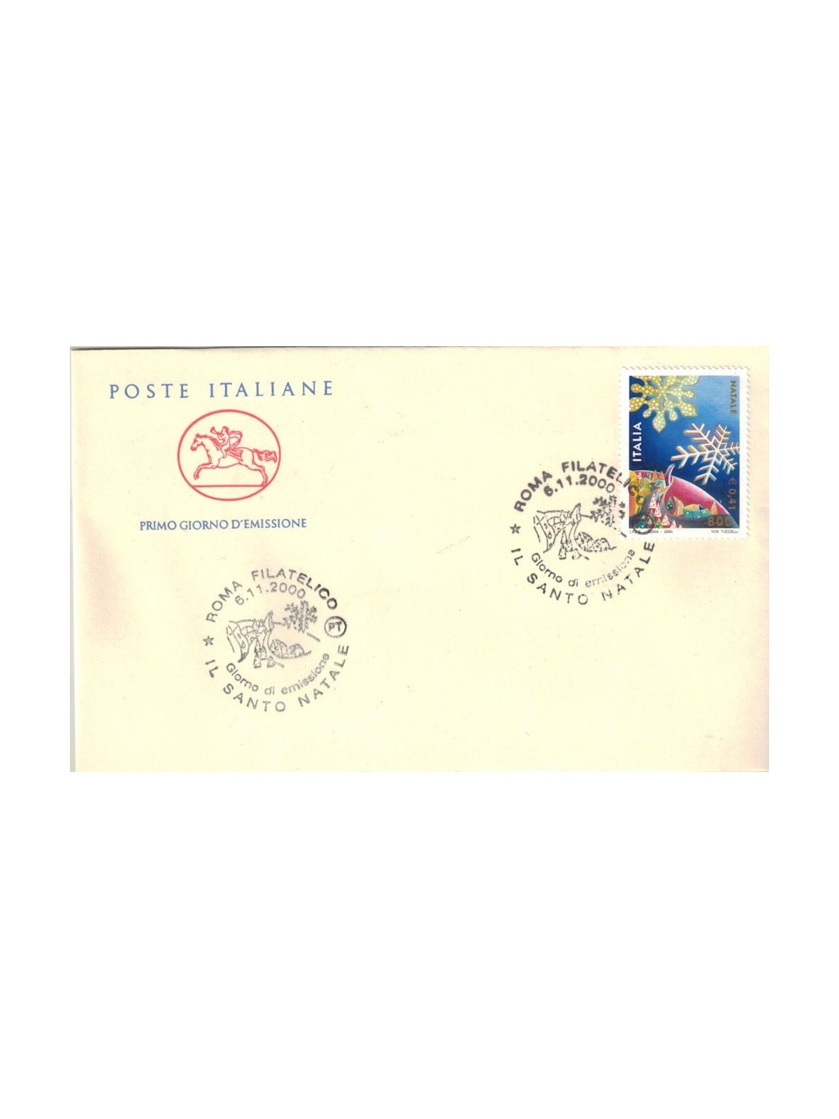 FDC ITALY 2000 Secular Christmas 1 Envelope Cavallino