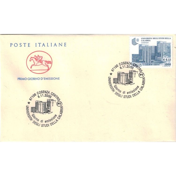 FDC ITALIA 2000 University of Cosenza 1 Cavallino Envelope