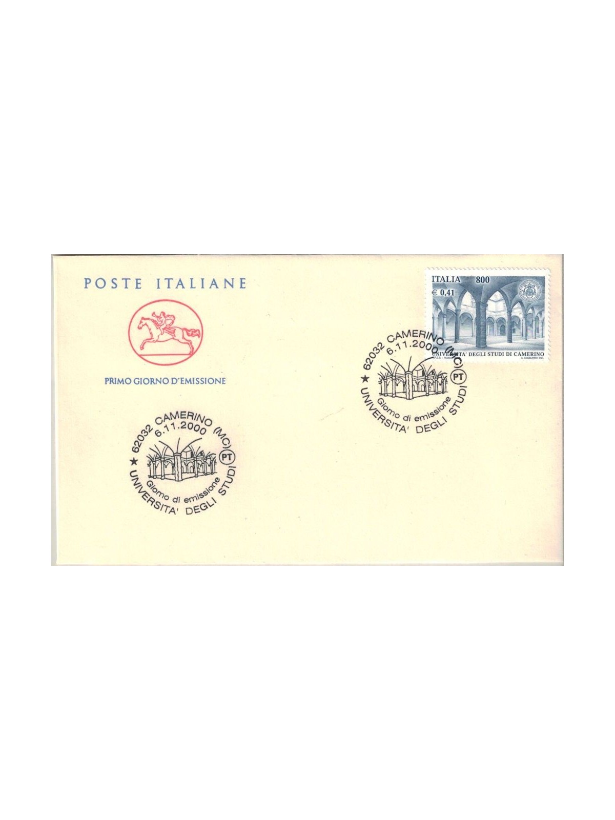 FDC ITALY 2000 University of Camerino 1 Cavallino Envelope