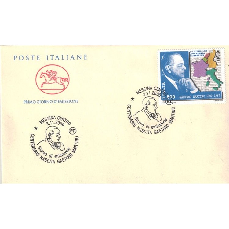 FDC ITALY 2000 Gaetano Martino 1 Cavallino Envelope
