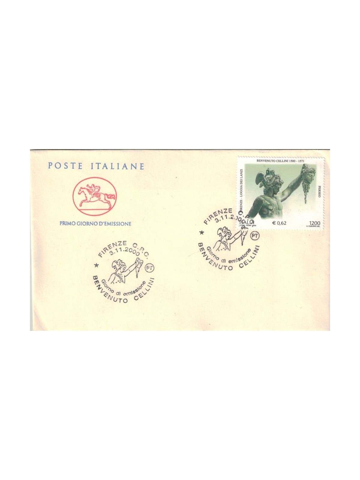 FDC ITALIA 2000 Benvenuto Cellini 1 Busta Cavallino