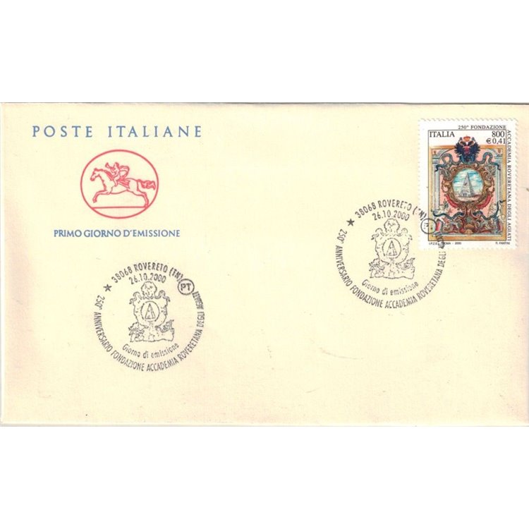 FDC ITALY 2000 Accademia Roveretana 1 Envelope Cavallino