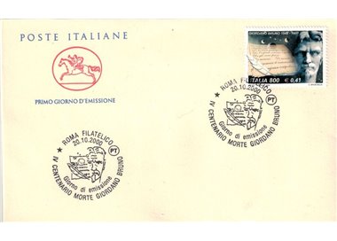 FDC ITALIA 2000 Giordano Bruno 1 Busta Cavallino (Roma)