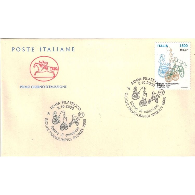 FDC ITALIA 2000 Paraolimpiadi 1 Busta Cavallino