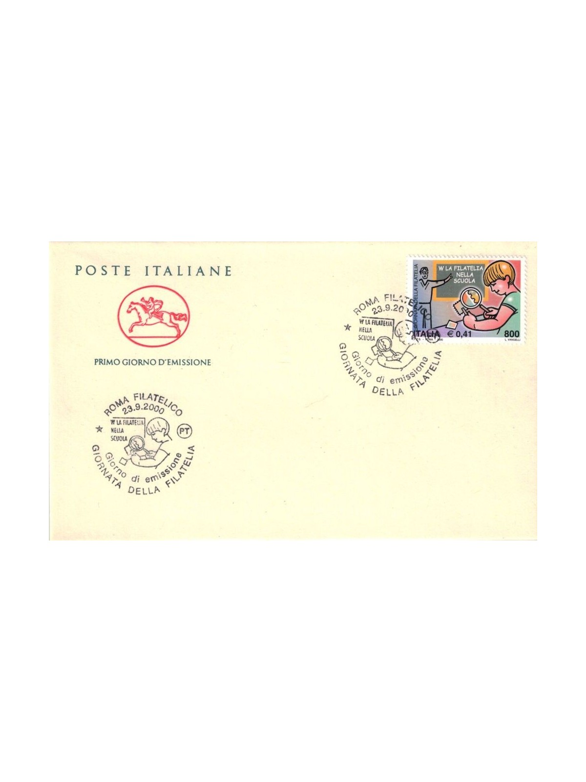 FDC ITALIA 2000 Giornata della filatelia 1 Busta Cavallino (Roma)
