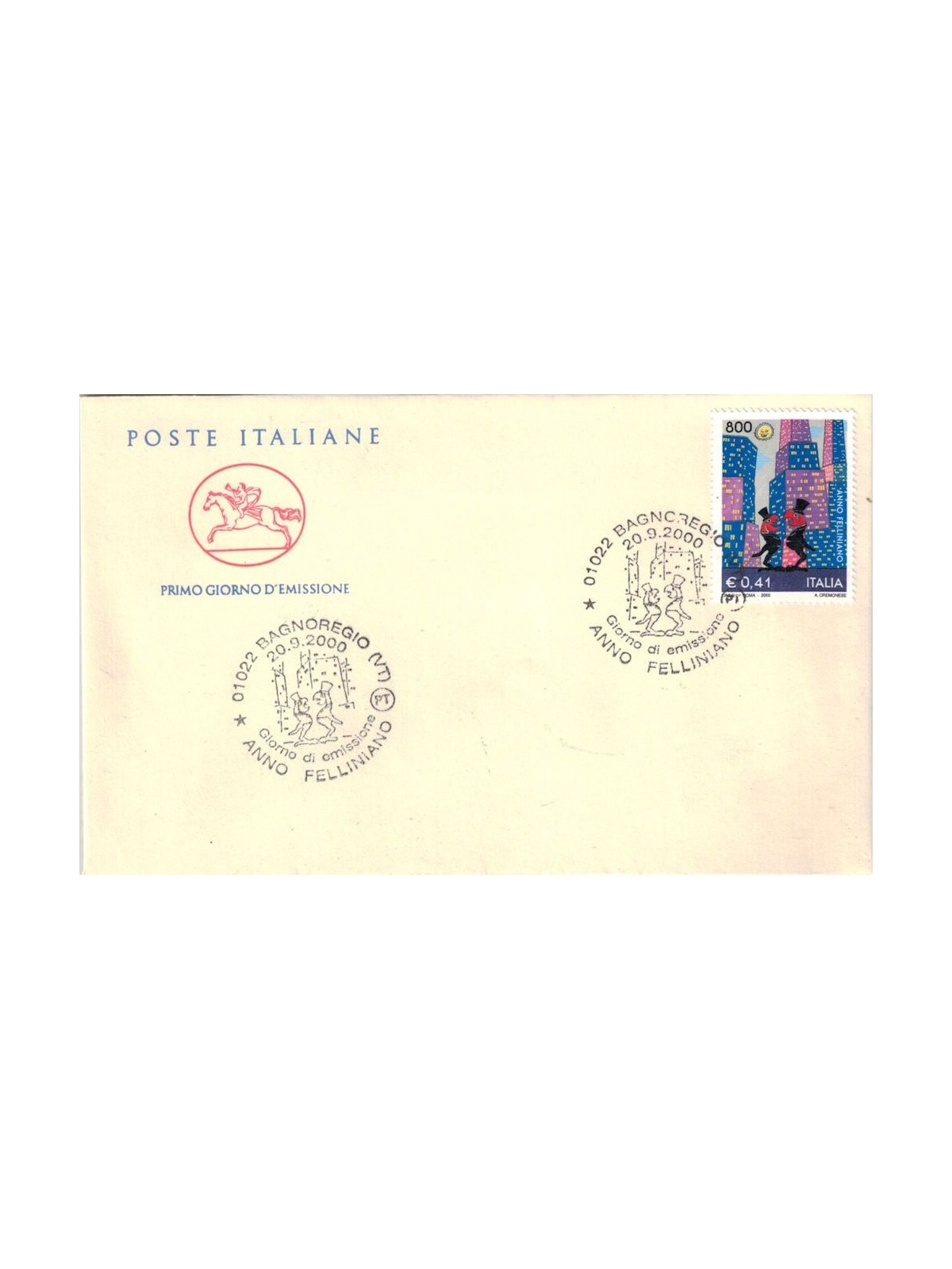 FDC ITALY 2000 Fellini Year 1 Cavallino Cover