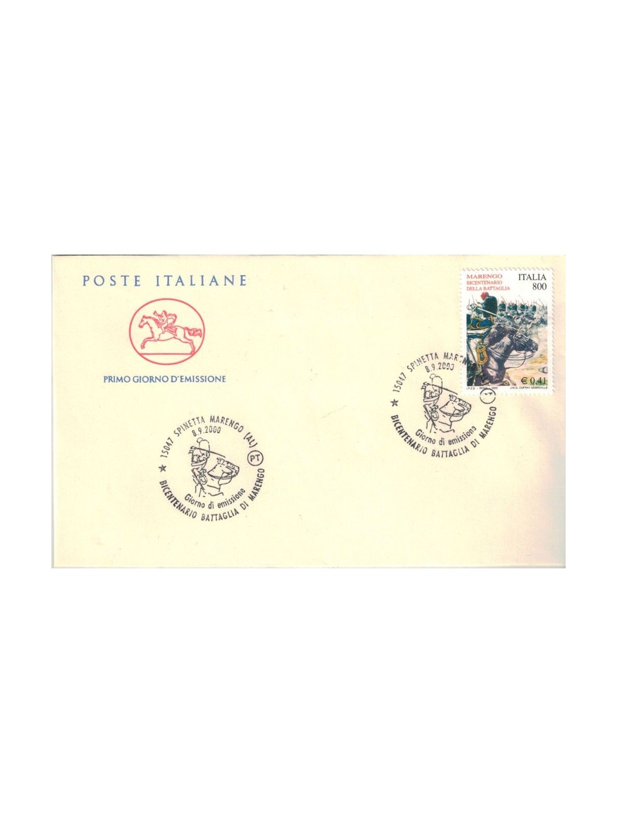 FDC ITALIA 2000 Battaglia di Marengo 1 Busta Cavallino