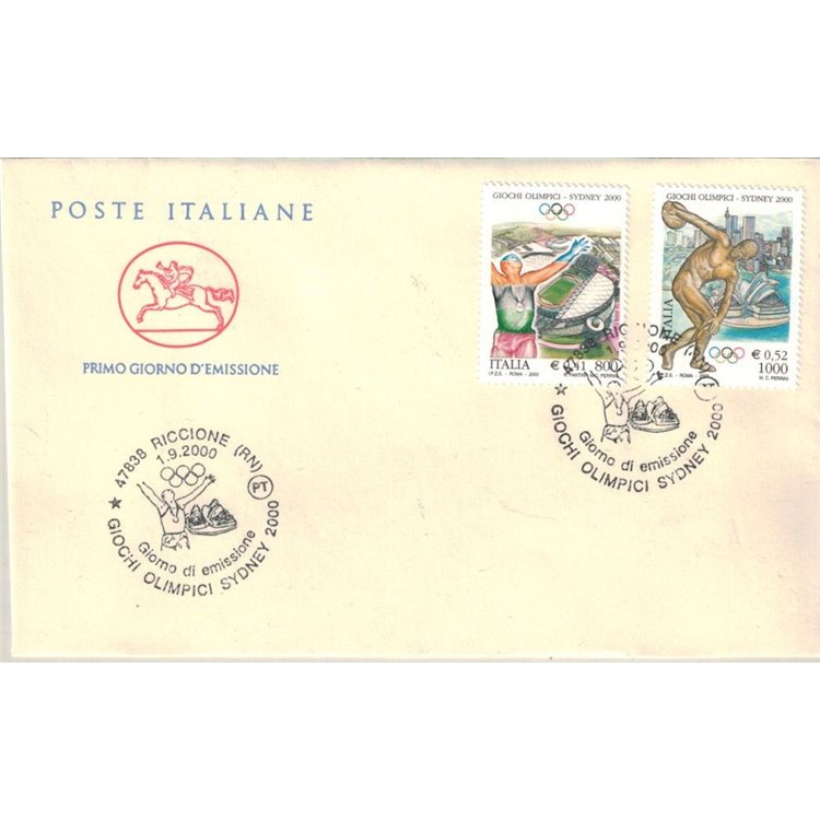FDC ITALIA 2000 Giochi olimpici 1 Busta Cavallino (Riccione)
