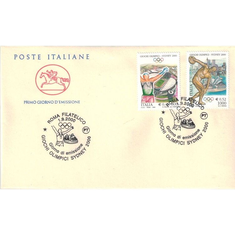 FDC ITALIA 2000 Giochi olimpici 1 Busta Cavallino (Roma)