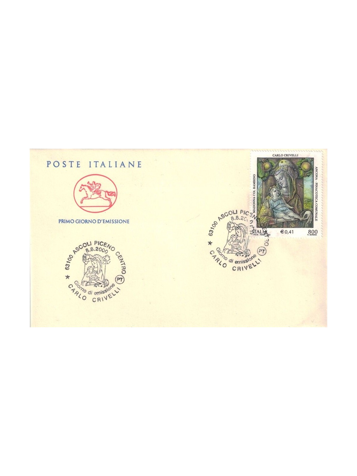 FDC ITALY 2000 Carlo Crivelli 1 Cavallino Envelope