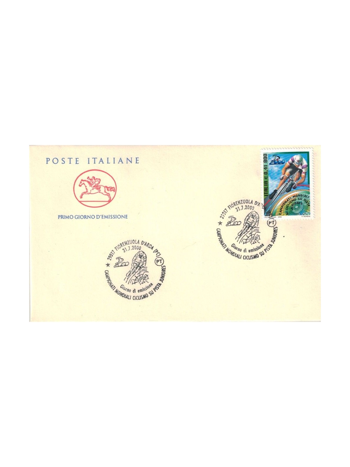 FDC ITALIA 2000 Campionati di ciclismo 1 Busta Cavallino