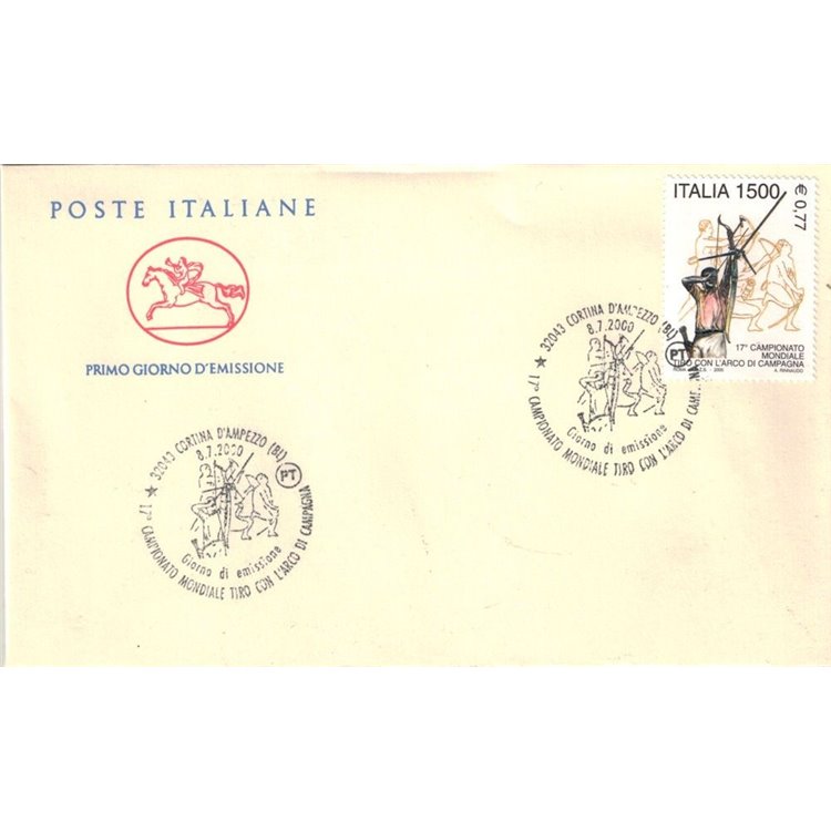FDC ITALIA 2000 Tiro con l'arco 1 Busta Cavallino