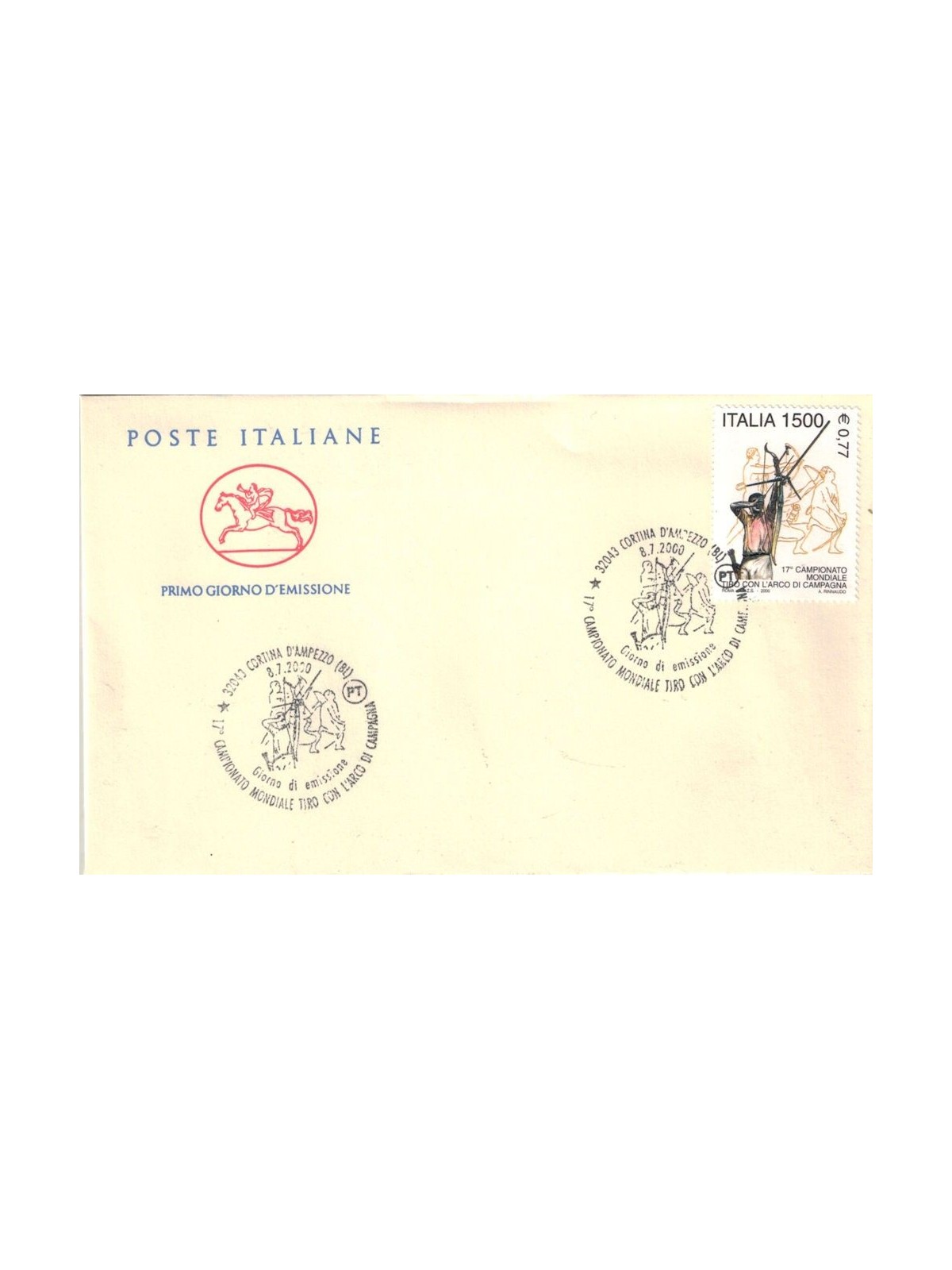 FDC ITALY 2000 Archery 1 Envelope Cavallino