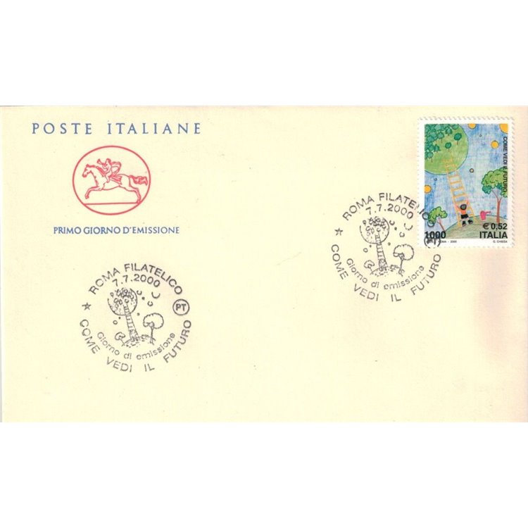 FDC ITALIA 2000 Come vedi il futuro 1 Busta Cavallino