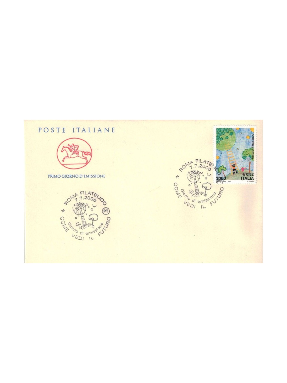 FDC ITALIA 2000 Come vedi il futuro 1 Busta Cavallino