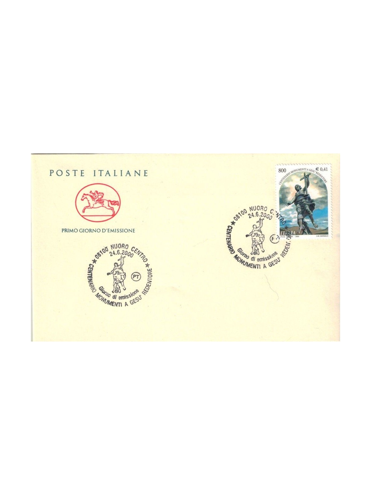 FDC ITALY 2000 Jesus the Redeemer 1 Envelope Cavallino