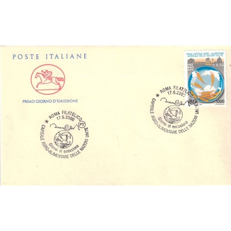 FDC ITALIA 2000 Roma capitale agroalimentare 1 Busta Cavallino