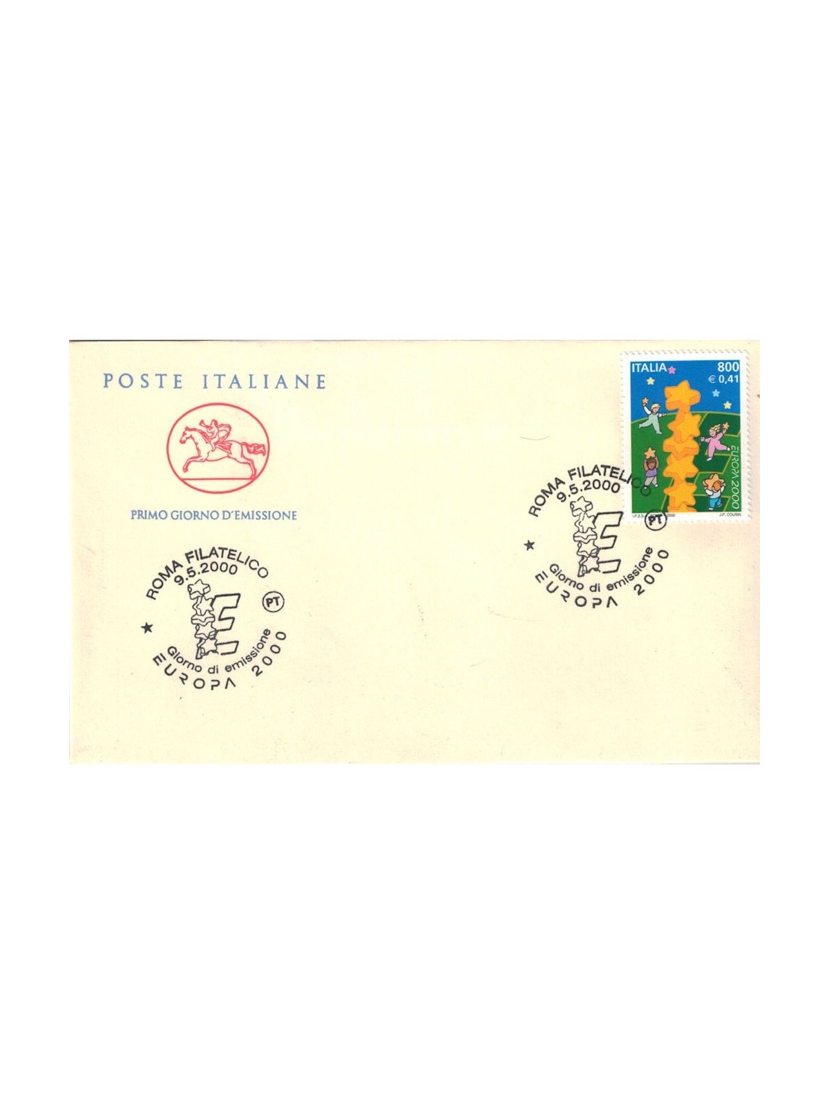 FDC ITALIA 2000 Europa 1 Busta Cavallino
