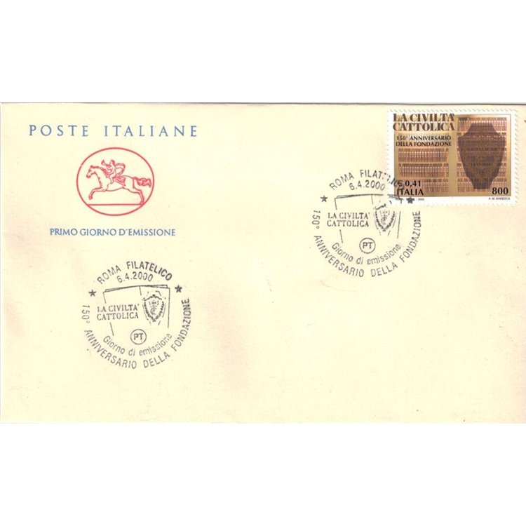 ITALY 2000 FDC (Cavallino) La Civiltà Cattolica