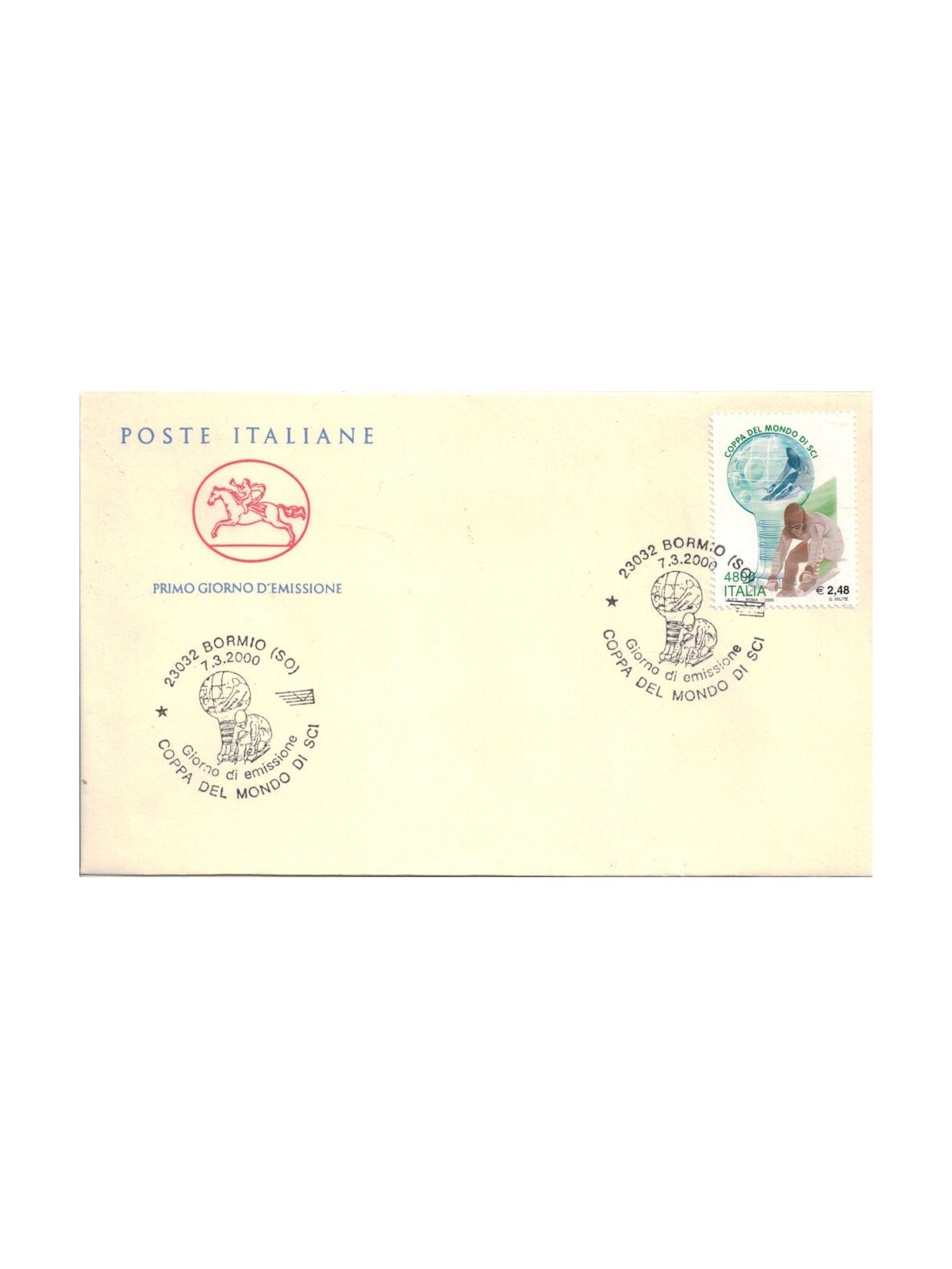 ITALIA 2000 FDC (Cavallino) Coppa del mondo di sci
